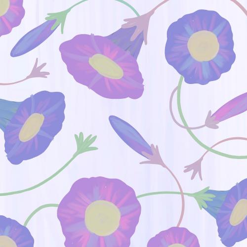 Hand drawn morning glory patterned background vector - 1229994
