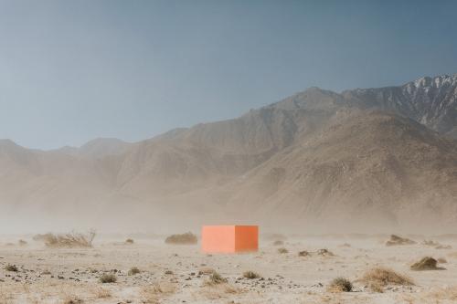 Orange cube in the Californian desert - 2263172