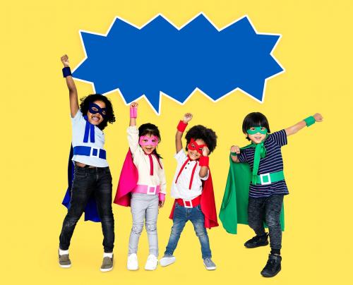 Happy children with cool superpowers - 490476