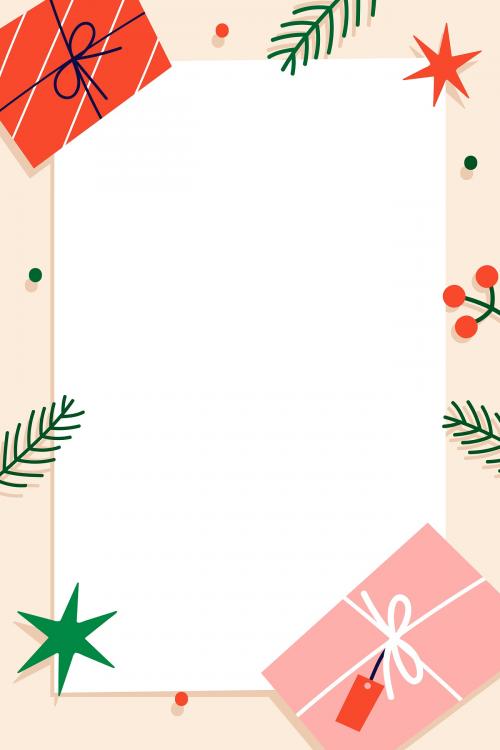 Christmas rectangle frame design vector - 1230363
