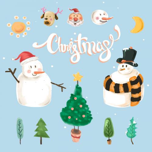 Cute Christmas elements vector set - 1231044