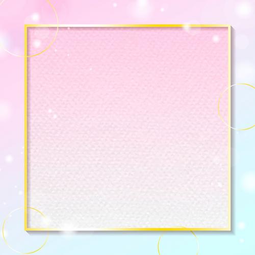 Golden rectangle frame on pink and blue gradient with Bokeh light background vector - 1232240