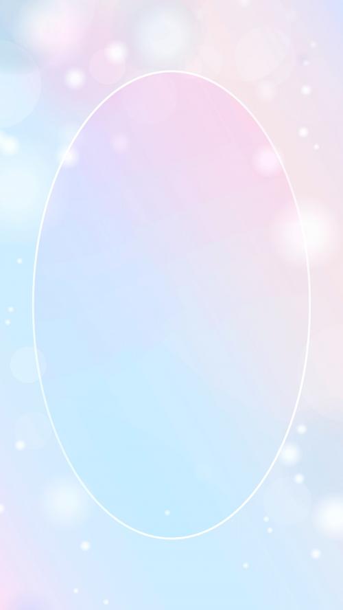 Oval frame on pink and blue gradient with Bokeh light background mobile phone wallpaper vector - 1232266