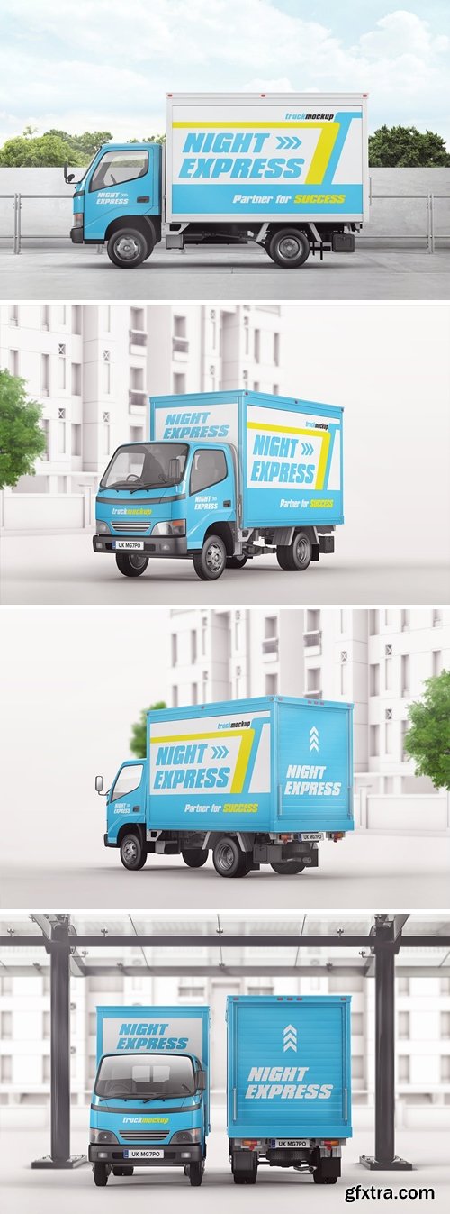 Delivery Box Truck Mockup