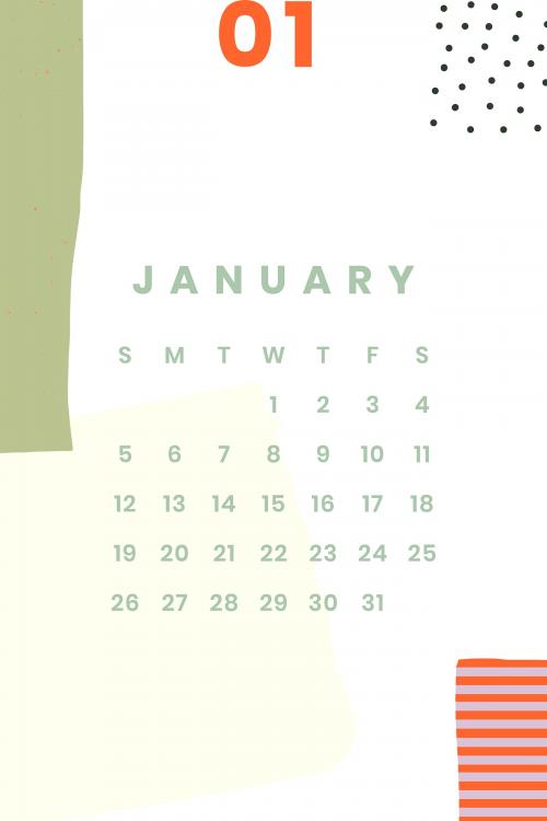 Colorful January calendar 2020 vector - 1232454