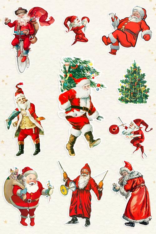 Santa Claus sticker set vector - 1232923