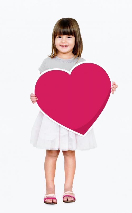 Happy girl holding a heart icon - 490769