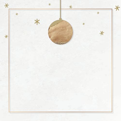 New Year gold ball with shimmering star lights frame design vector - 1233674