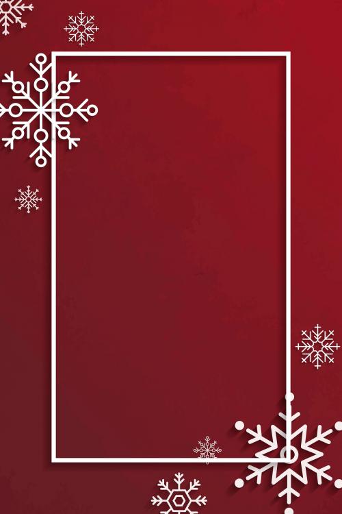 Snowflake Christmas frame design on a red background vector - 1233988
