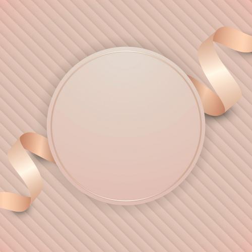 Round frame with pink gold ribbon vector - 1234195