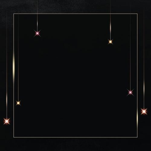 Square gold frame with sparkle patterned on black background vector - 1234362