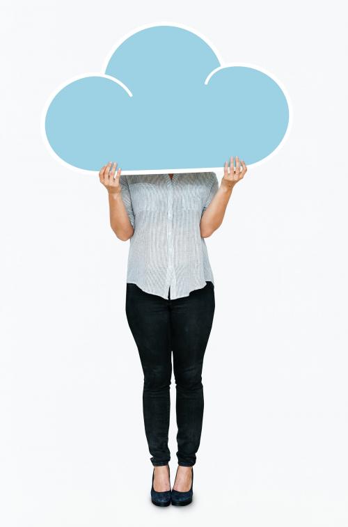 Woman holding a blue cloud symbol - 477482