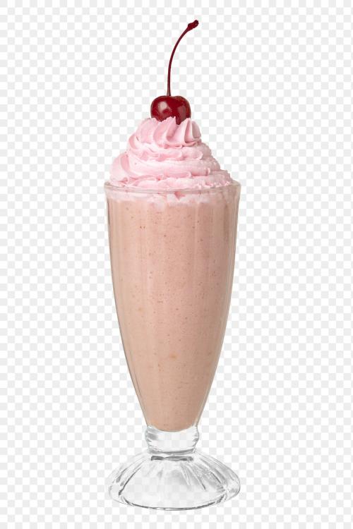 Strawberry milkshake with a maraschino cherry on top transparent png - 2280576