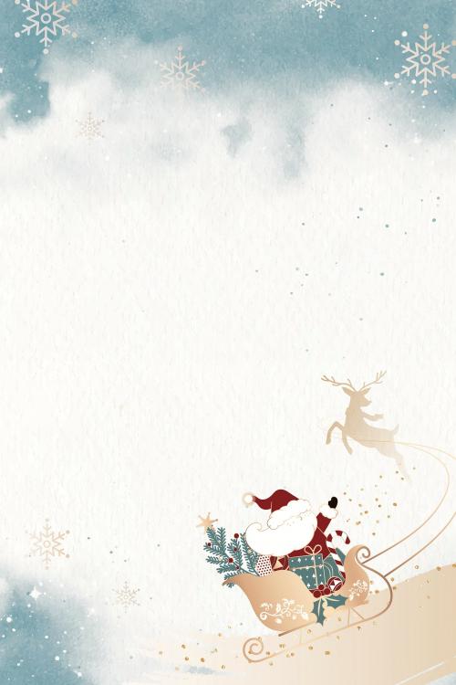 Santa Claus riding his sleigh on winter background vector - 1229062