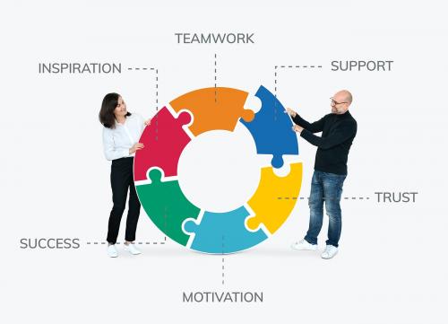 Business partners connecting jigsaw puzzle pieces - 475691
