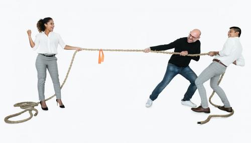 Diverse business people tugging on a rope - 475719
