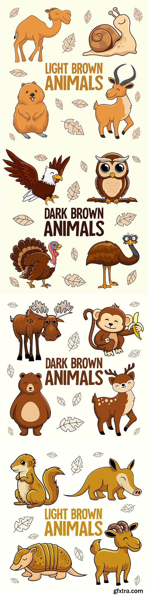 Brown Animals Cartoon Set