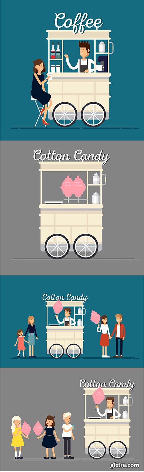 Creative Detailed Street Cotton Candy Cart Shop