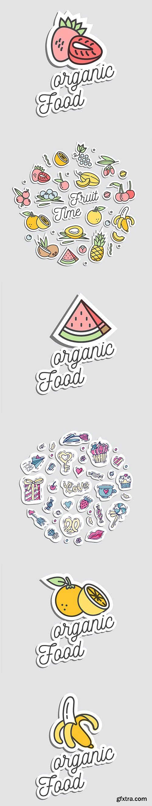 Stickers Patch Badge Cartoon Illustration Doodle Summer Tasty Fruit