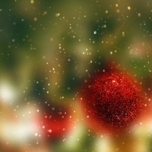 Blurry Christmas tree ornaments background - 1229712