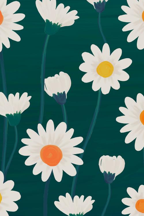 Hand drawn daisy patterned background vector - 1229942