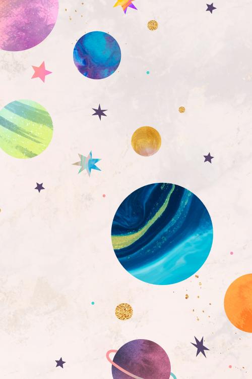 Colorful galaxy watercolor doodle on pastel background vector - 1230067