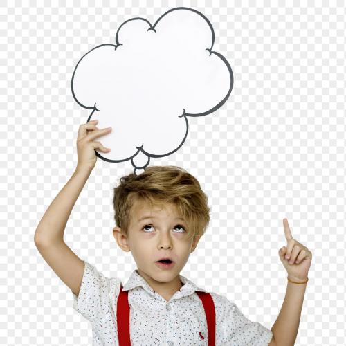 Young boy with a speech bubble transparent png - 1232514
