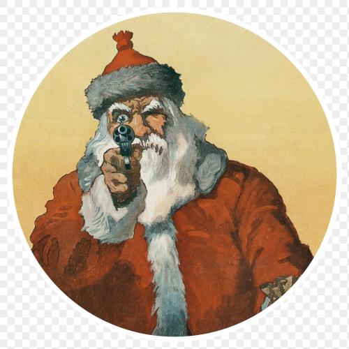 Santa Claus aiming a handgun sticker transparent png - 1232918