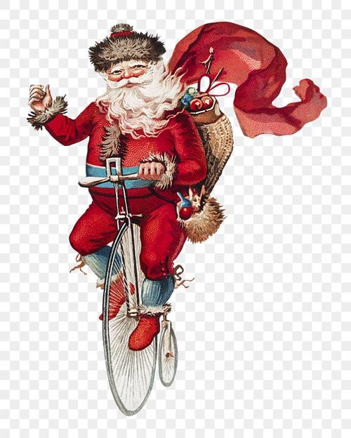 Santa Claus on a penny-farthing sticker transparent png - 1232972