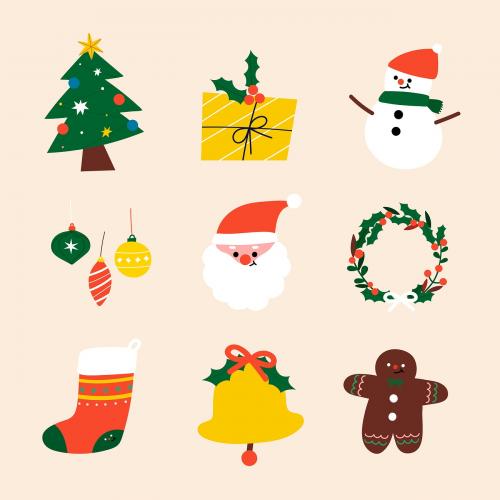 Festive Christmas icon set social ads template vector - 1230356