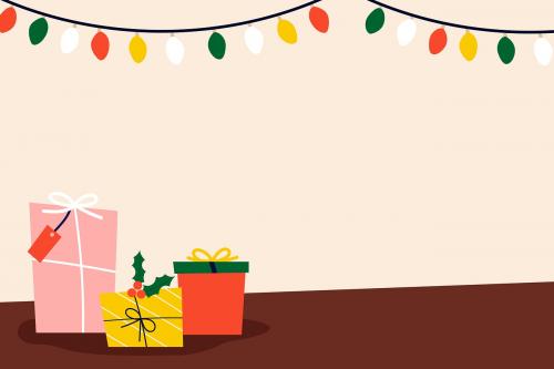 Traditional Christmas presents on the floor vector - 1230377