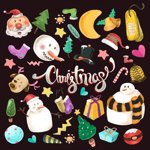 Cute Christmas elements vector set - 1231016