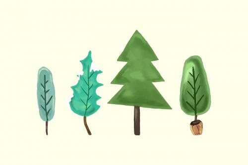 Cute pine tree set vector - 1231117