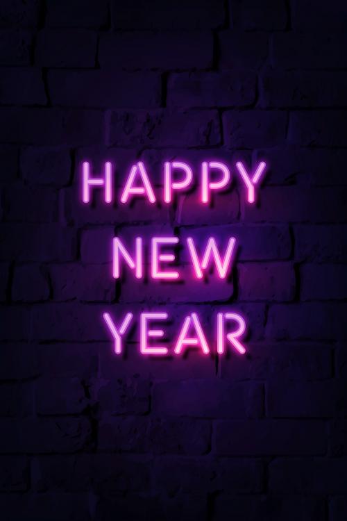 Neon bright happy new year sign vector - 1232199