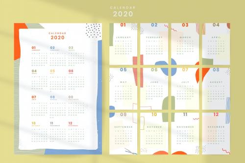 Colorful calendar 2020 vector set - 1232412