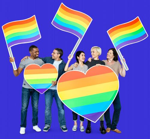 People holding lgbt flags and hearts - 470805