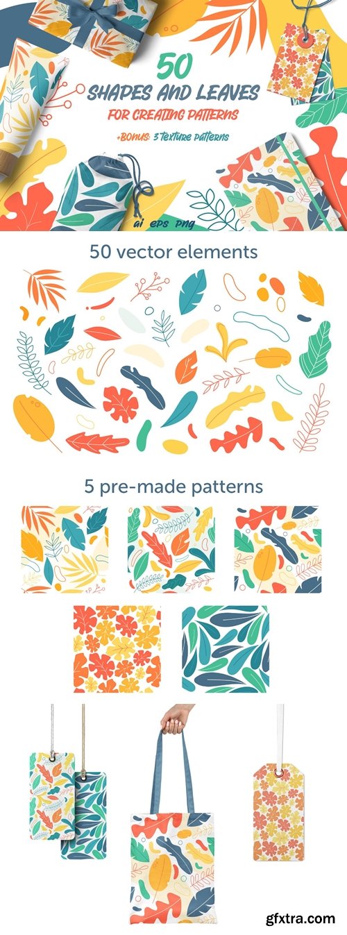 CreativeMarket - Shapes and leaves for patterns 4372348