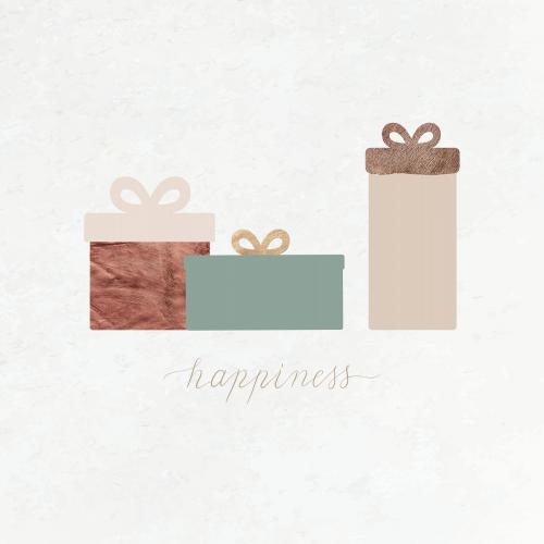 New Year gift boxes doodle with happiness hand drawn on textured background vector - 1233631