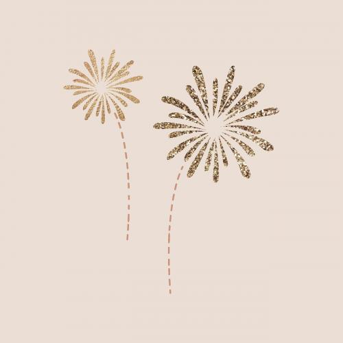 New Year fireworks doodle on beige background vector - 1233686