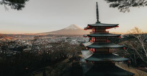 View of Mt. Fuji and Chureito pagoda in Tokyo, Japan - 935474