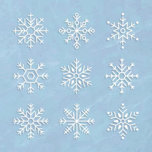 Christmas snowflakes set social ads template vector - 1234044