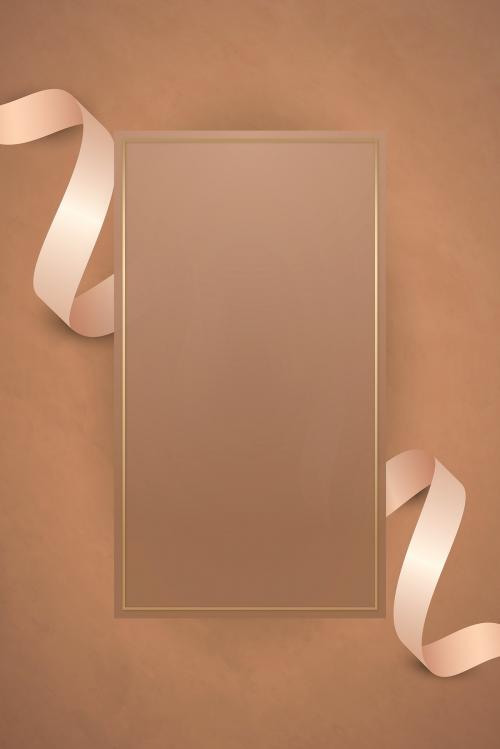 Gold frame with pink gold ribbon vector - 1234176