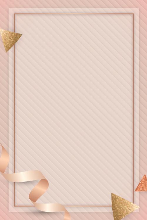 Rectangle fame with pink gold ribbon vector - 1234218