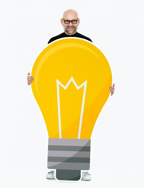 Man showing a light bulb icon - 475083