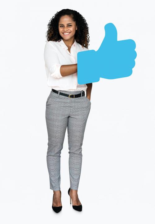 Girl holding a thumbs up icon - 475122