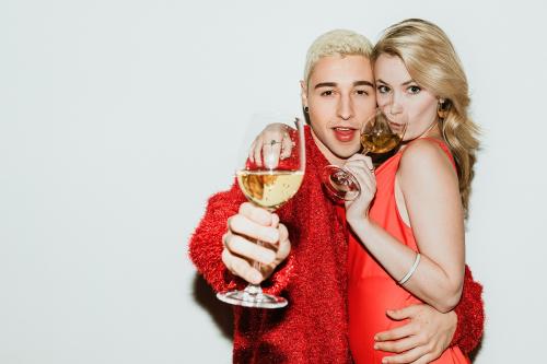 Young stylish couple with champagne - 1225241