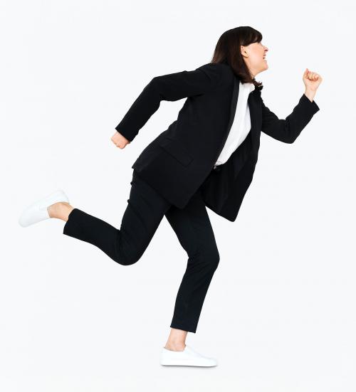 Businesswoman running towards success with joy - 475210