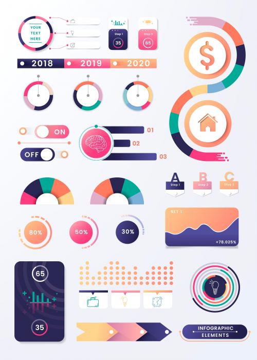 Colorful infographic element design vector - 1055296
