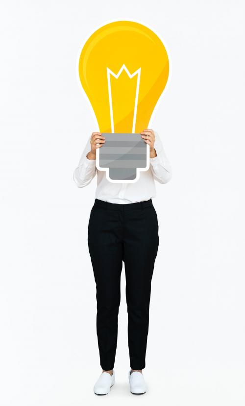 Woman showing a light bulb icon - 475225