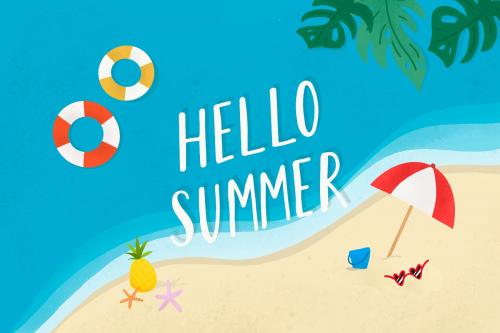 Hello summer on the beach vector - 1079684